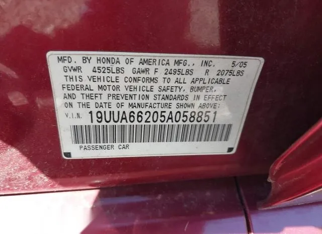 19UUA66205A058851 2005 2005 Acura TL 9