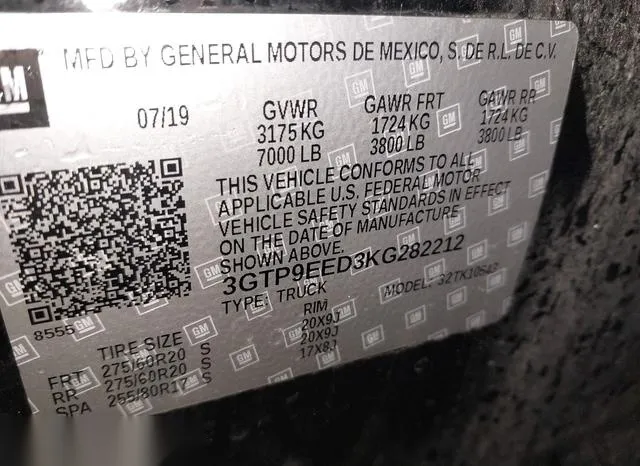 3GTP9EED3KG282212 2019 2019 GMC Sierra- 1500 AT4 9