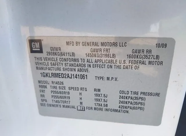 1GKLRMED2AJ141061 2010 2010 GMC Acadia- Slt-1 9