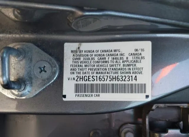 2HGES16575H632314 2005 2005 Honda Civic- LX 9