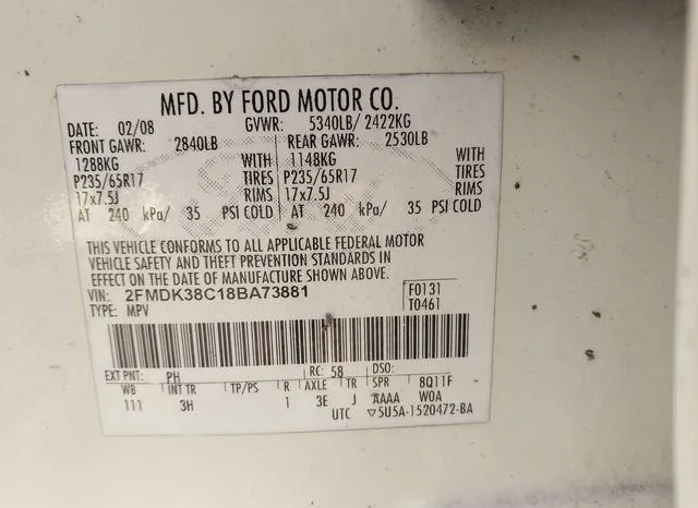 2FMDK38C18BA73881 2008 2008 Ford Edge- Sel 9