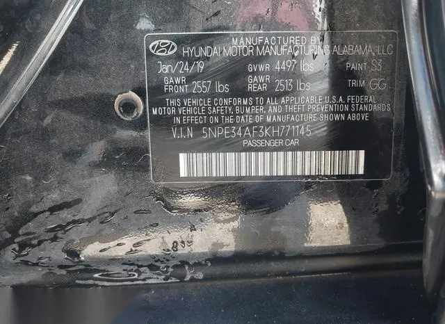 5NPE34AF3KH771145 2019 2019 Hyundai Sonata- Sel 9