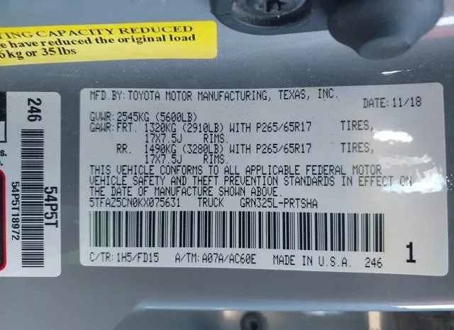 5TFAZ5CN0KX075631 2019 2019 Toyota Tacoma- Trd Sport 9