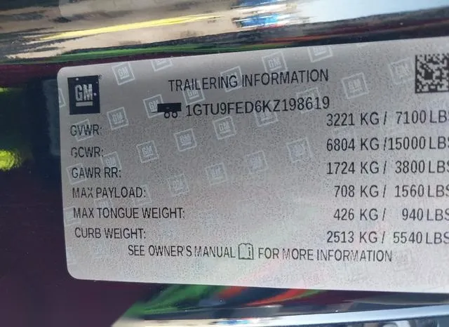 1GTU9FED6KZ198619 2019 2019 GMC Sierra- 1500 Denali 9