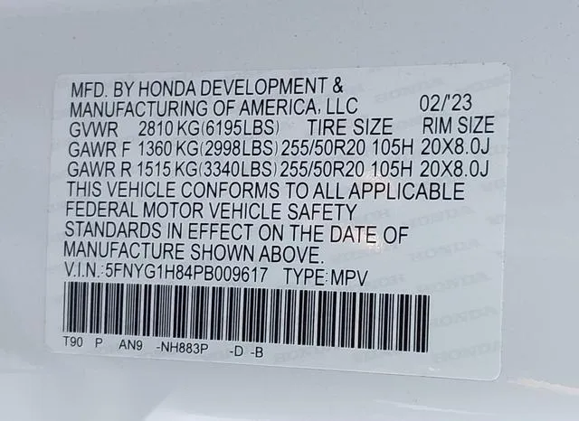 5FNYG1H84PB009617 2023 2023 Honda Pilot- Awd Elite 9