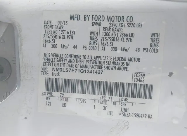 NM0LS7E71G1241427 2016 2016 Ford Transit- Connect XL 9