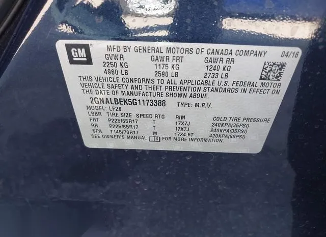 2GNALBEK5G1173388 2016 2016 Chevrolet Equinox- LS 9