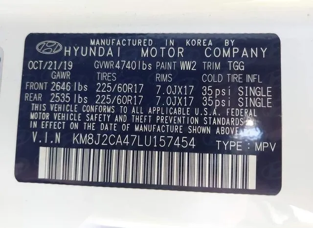 KM8J2CA47LU157454 2020 2020 Hyundai Tucson- SE 9