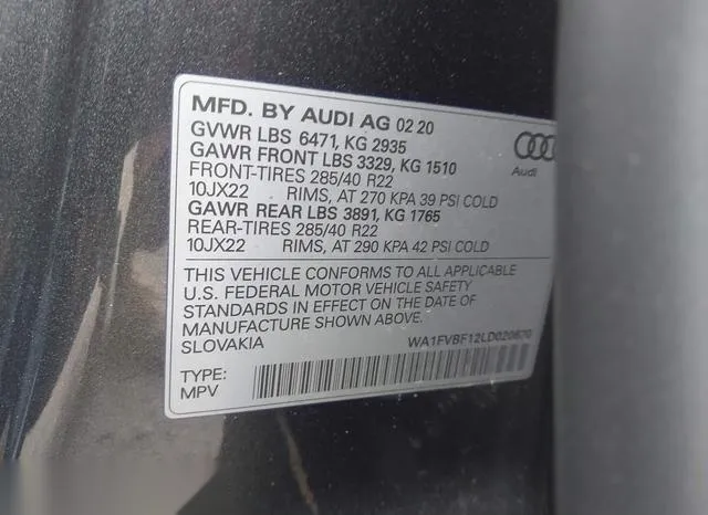 WA1FVBF12LD020670 2020 2020 Audi Q8- Prestige 55 Tfsi Quattr 9