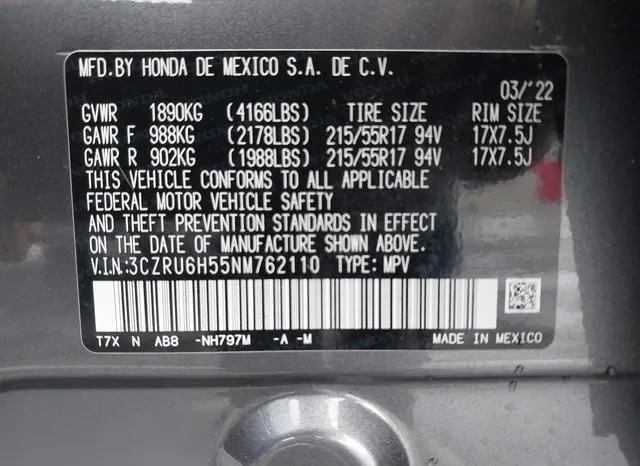 3CZRU6H55NM762110 2022 2022 Honda HR-V- Awd Ex 9