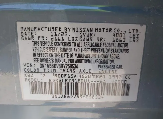 3N1AB8DV8RY258534 2024 2024 Nissan Sentra- Sr Xtronic Cvt 9