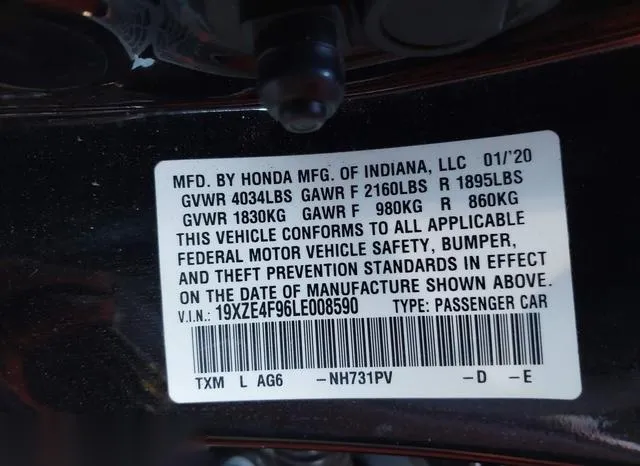 19XZE4F96LE008590 2020 2020 Honda Insight- Touring 9