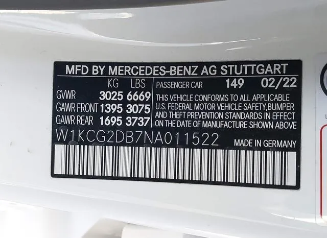 W1KCG2DB7NA011522 2022 2022 Mercedes-Benz EQS 450- 9