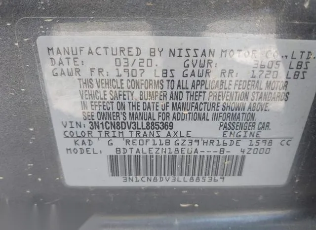 3N1CN8DV3LL885369 2020 2020 Nissan Versa- S Xtronic Cvt 9