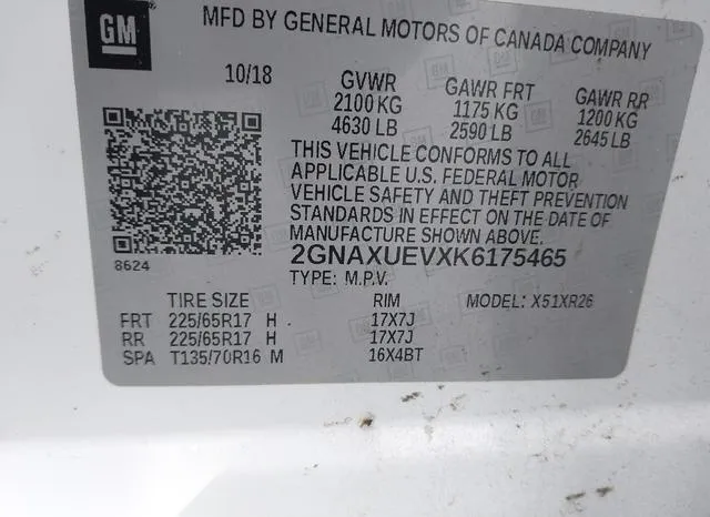 2GNAXUEVXK6175465 2019 2019 Chevrolet Equinox- LT 9