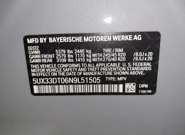 5UX33DT06N9L51505 2022 2022 BMW X4- Xdrive30I 9