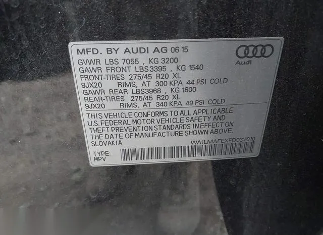 WA1LMAFEXFD032010 2015 2015 Audi Q7- 3-0 Tdi Premium 9