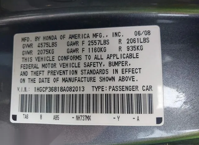 1HGCP36818A082013 2008 2008 Honda Accord- 3-5 Ex-L 9