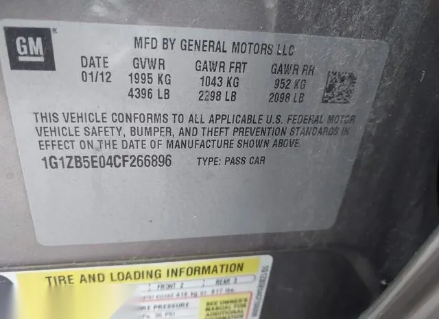 1G1ZB5E04CF266896 2012 2012 Chevrolet Malibu- LS 9