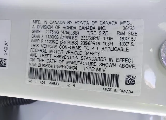 2HKRS4H79PH436434 2023 2023 Honda CR-V- Ex-L Awd 9