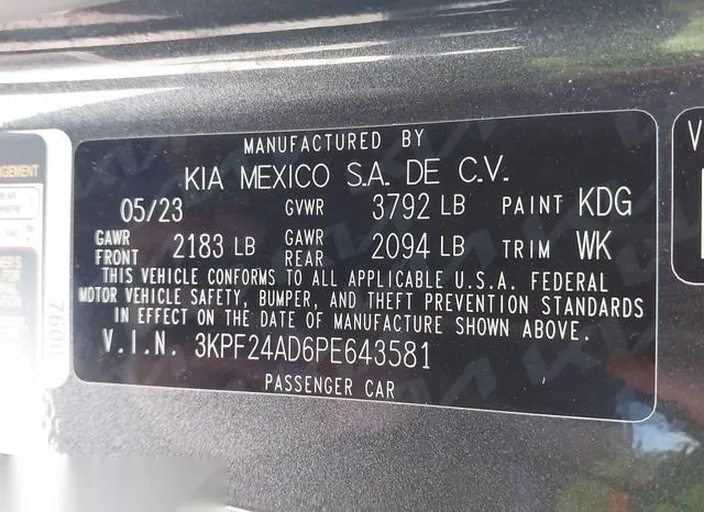 3KPF24AD6PE643581 2023 2023 KIA Forte- LX 9