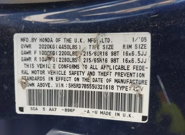 SHSRD78555U321618 2005 2005 Honda CR-V- LX 9