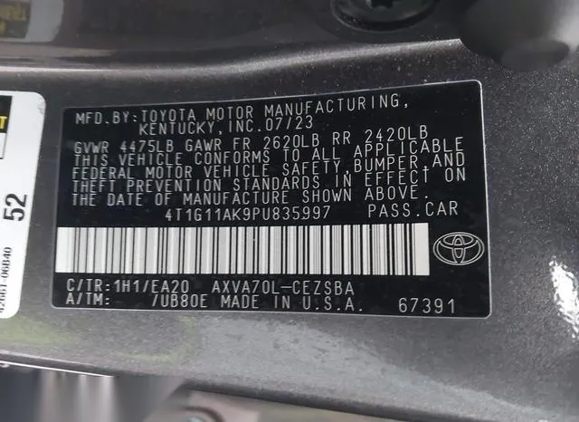 4T1G11AK9PU835997 2023 2023 Toyota Camry- SE 9