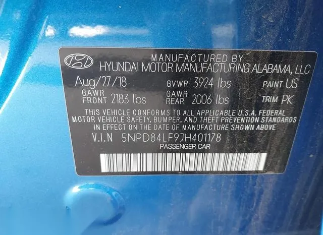 5NPD84LF9JH401178 2018 2018 Hyundai Elantra- Value Edition 9