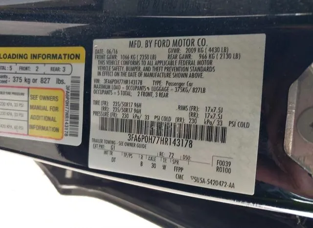 3FA6P0H77HR143178 2017 2017 Ford Fusion- SE 9