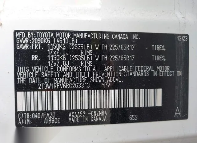 2T3W1RFV6RC263313 2024 2024 Toyota RAV4- Xle 9