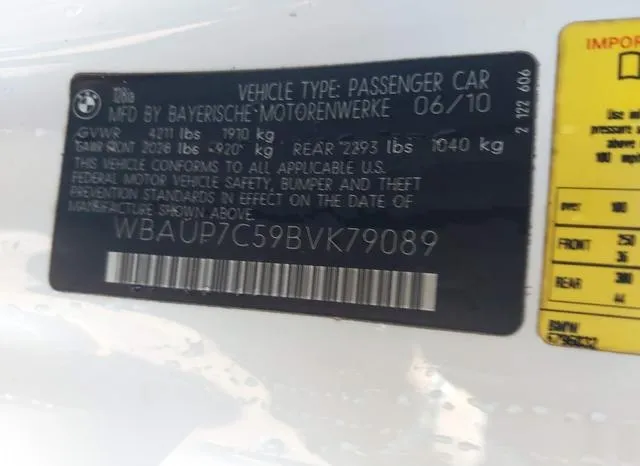 WBAUP7C59BVK79089 2011 2011 BMW 1 Series- 128I 9