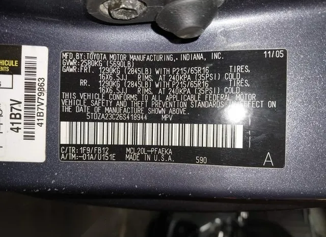 5TDZA23C26S418944 2006 2006 Toyota Sienna- CE 9