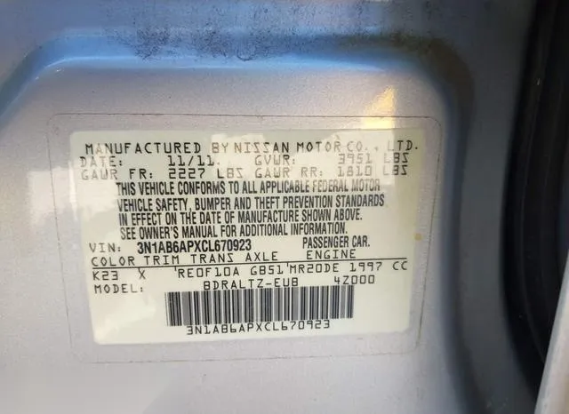 3N1AB6APXCL670923 2012 2012 Nissan Sentra- 2-0 SR 9