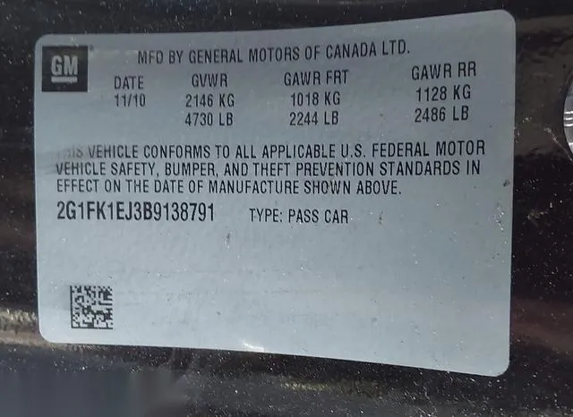 2G1FK1EJ3B9138791 2011 2011 Chevrolet Camaro- 2SS 9