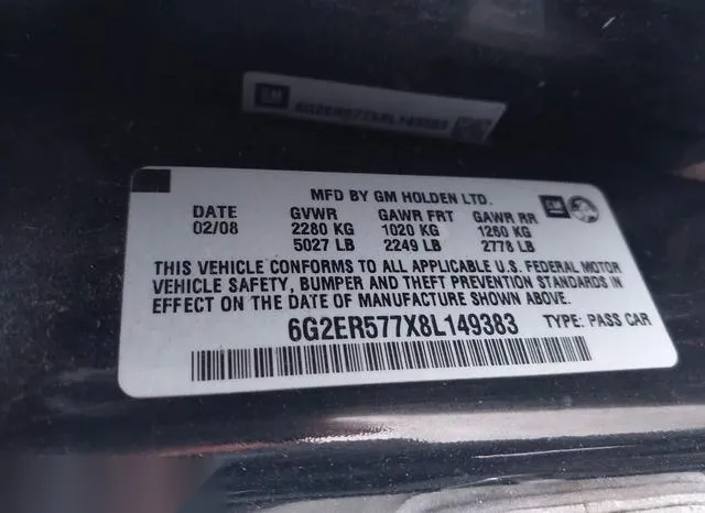 6G2ER577X8L149383 2008 2008 Pontiac G8 9