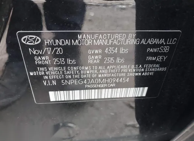 5NPEG4JA0MH094454 2021 2021 Hyundai Sonata- SE 9