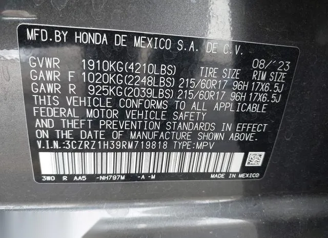 3CZRZ1H39RM719818 2024 2024 Honda HR-V- 2Wd Lx 9