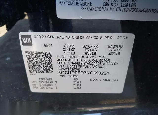 3GCUDFED7NG690224 2022 2022 Chevrolet Silverado 1500- 4Wd 9