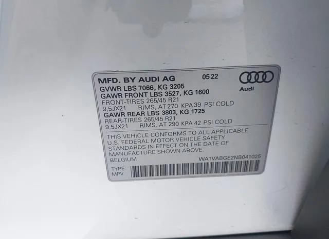 WA1VABGE2NB041025 2022 2022 Audi E-Tron- Chronos Quattro 9