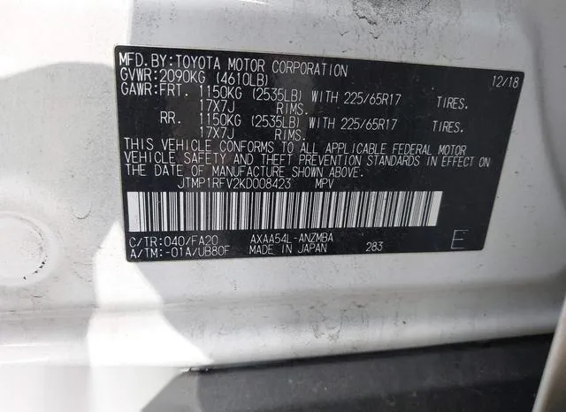 JTMP1RFV2KD008423 2019 2019 Toyota RAV4- Xle 9