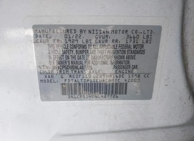 3N1CP5DV0NL487726 2022 2022 Nissan Kicks- Sr Xtronic Cvt 9