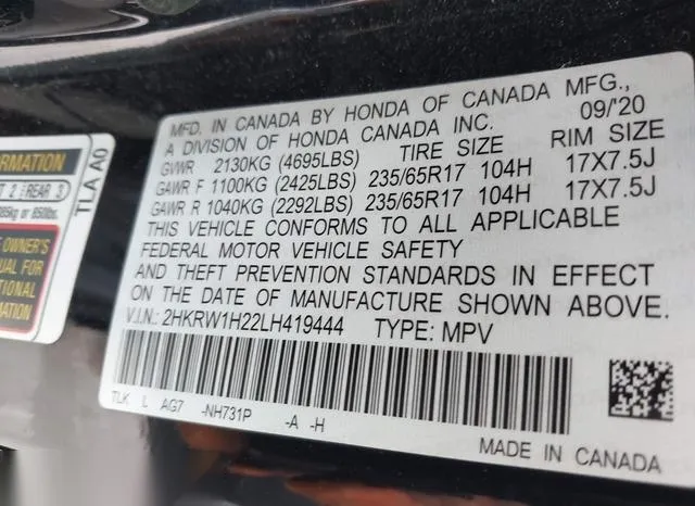 2HKRW1H22LH419444 2020 2020 Honda CR-V- 2Wd Lx 9