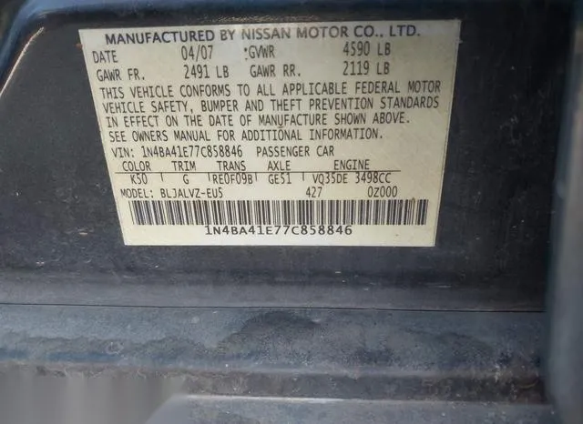 1N4BA41E77C858846 2007 2007 Nissan Maxima- 3-5 SE 9