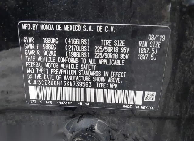 3CZRU6H13KM739563 2019 2019 Honda HR-V- Sport 9