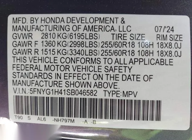 5FNYG1H41SB046582 2025 2025 Honda Pilot- Ex-L 9