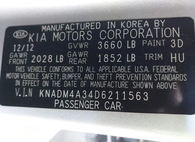 KNADM4A34D6211563 2013 2013 KIA Rio- LX 9