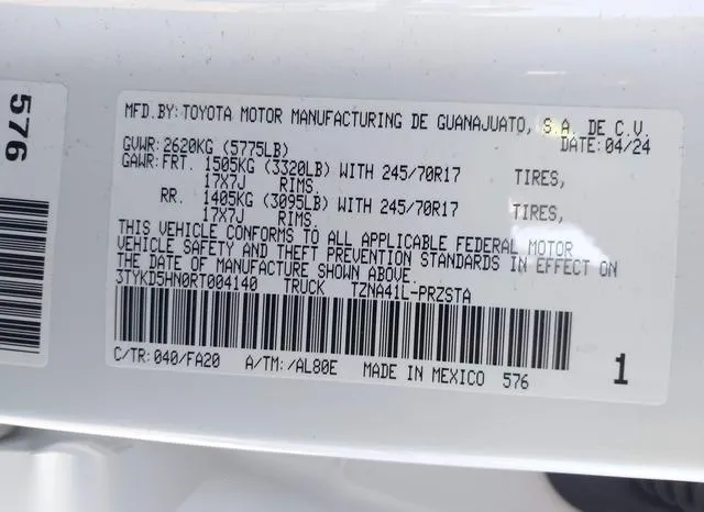 3TYKD5HN0RT004140 2024 2024 Toyota Tacoma- SR 9