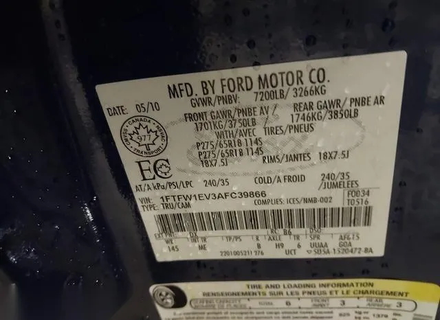 1FTFW1EV3AFC39866 2010 2010 Ford F-150- Fx4/Harley-Davidson 9