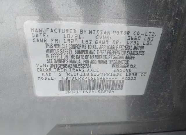 3N1CP5BV2ML552724 2021 2021 Nissan Kicks- S Xtronic Cvt 9