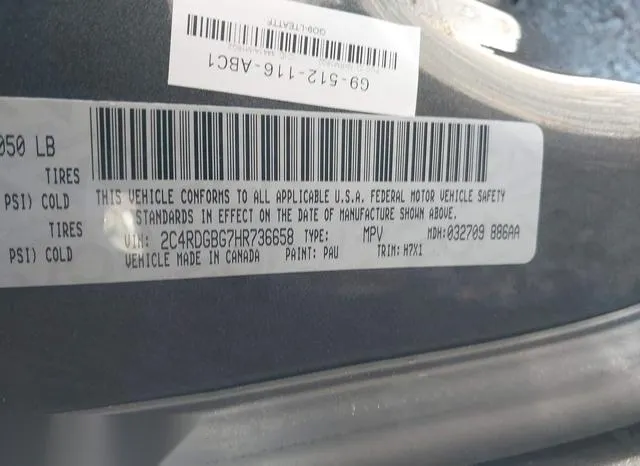 2C4RDGBG7HR736658 2017 2017 Dodge Grand Caravan- SE 9